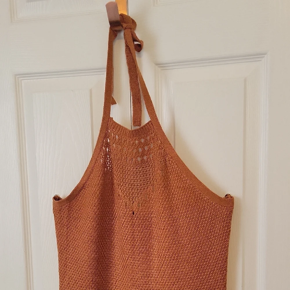 Brown Halter Knit Dress - Picture 3 of 10